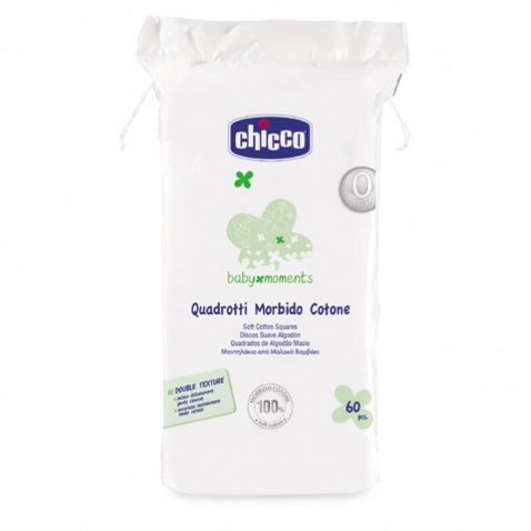 Chicco Μαντηλάκια Από Μαλακό Βαμβάκι Baby Moments 0m+ 60 Τεμάχια