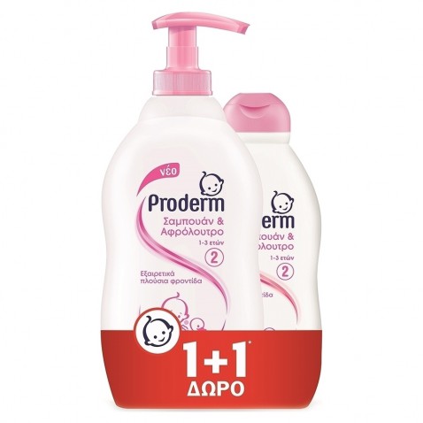Proderm Σαμπουάν & Αφρόλουτρο 1-3 Ετών 400ml + 200ml ΔΩΡΟ