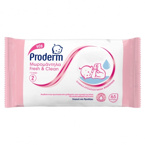 Proderm Μωρομάντηλα Fresh & Clean 1-3 ετών 65τεμ