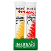 Health aid Promo Pack 1+1 Vitamin C 1000mg Lemon 20 Eff Tabs με ΔΩΡΟ Vitamin C 1000mg Orange 20 Eff Tabs