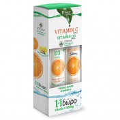 Power Health Vitamin C 1000mg + Vitamin D3 1000iu με Στέβια 24 Eff.tabs & ΔΩΡΟ Vitamin C 500mg 20 Eff.tabs