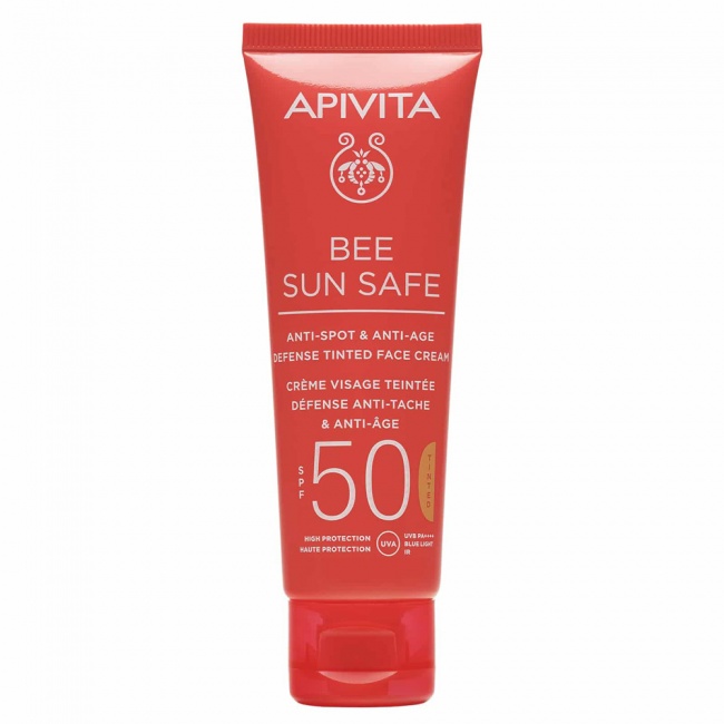 Apivita Bee Sun Safe  Anti-Spot & Anti-Age Defence Tinted Face Cream SPF50 50ml