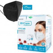 MHCare Μάσκα Υψηλής Προστασίας FFP2/KN95 Μαύρη 25τεμ