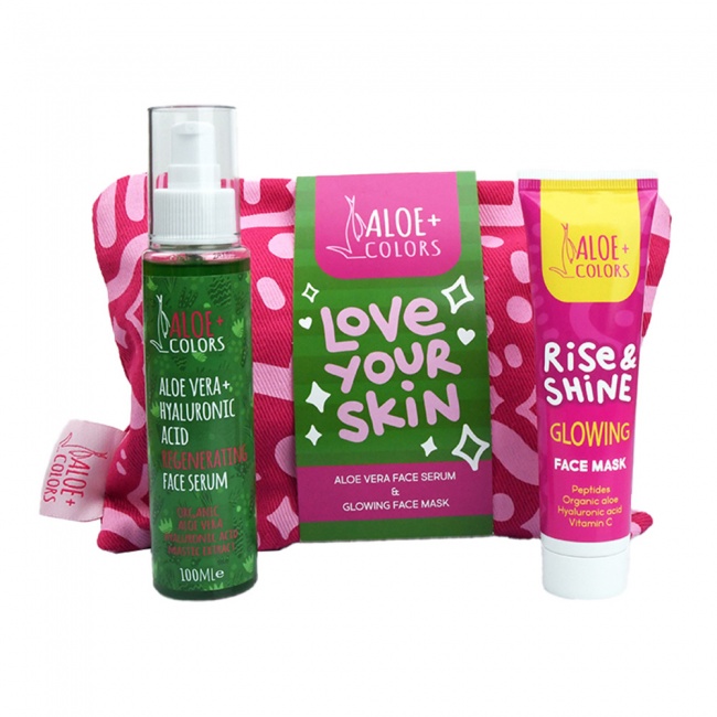 Aloe+ Colors Gift Bag Love Your Skin με Aloe Vera+ Hyaluronic Acid Regenerating Face Serum 100ml & Glowing Face Mask 55ml