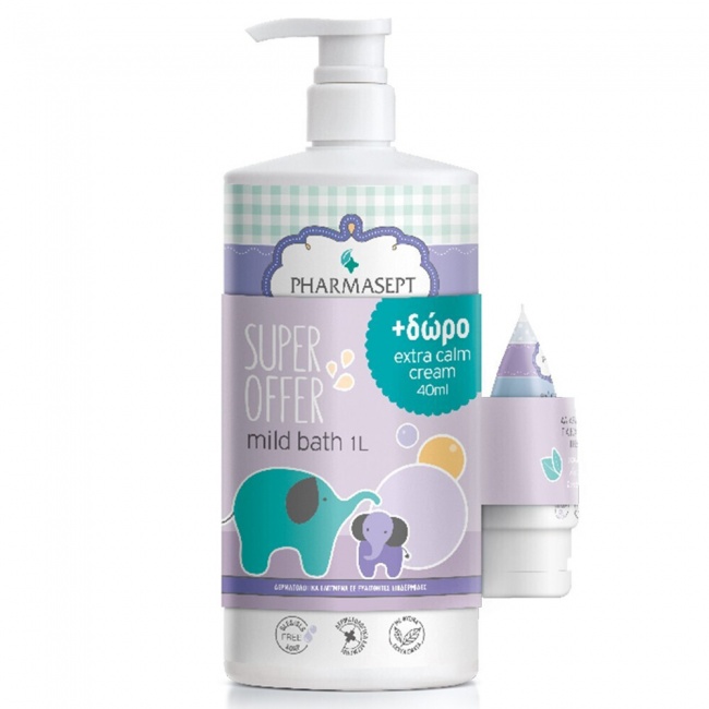 Pharmasept Baby Care Mild Bath 1Lt & ΔΩΡΟ Extra Calm Cream 40ml